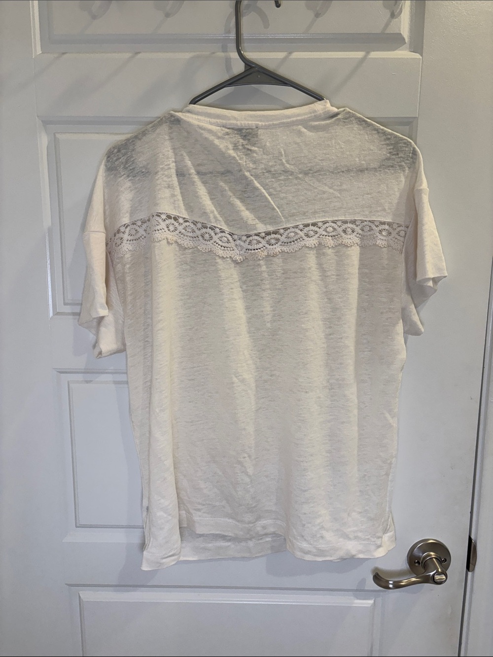 PAIGE Linen Lace Detail Short Sleeve Top White Size Small NWT - Picture 3 of 5